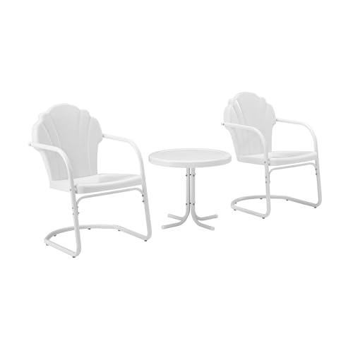 Crosley Furniture KO10011WH Tulip Retro Metal 3-Piece Seating Set (2 Chairs and Side Table), White