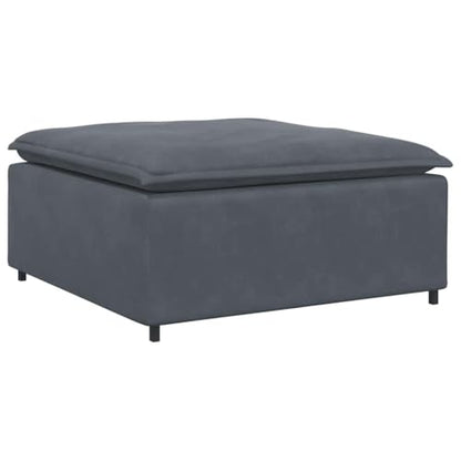 Dark Grey Velvet Modular Sofa Footstool Modern Square Ottoman with Metal Frame and Cushioned Seat for Living Room Space-Saving Single Seating Furniture