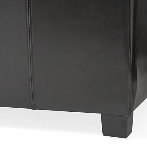 Living Berkeley Brown Leather Square Storage Ottoman, Espresso