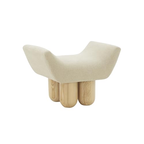 SAFAVIEH Couture Collection Giancarlo Light Brown Boucle/Natural Upholstered Ottoman (Fully Assembled)