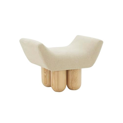 SAFAVIEH Couture Collection Giancarlo Light Brown Boucle/Natural Upholstered Ottoman (Fully Assembled)