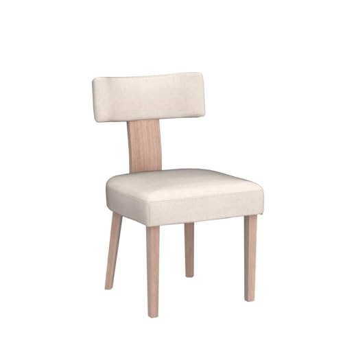 Mid Century Modern Dining Chairs Set of 6, Upholstered Linen Kitchen & Dining Room Chairs with Ergonomic Curved Backrest, Solid Wood Legs, Farmhouse Accent Chair for Home, Apartment, Beige