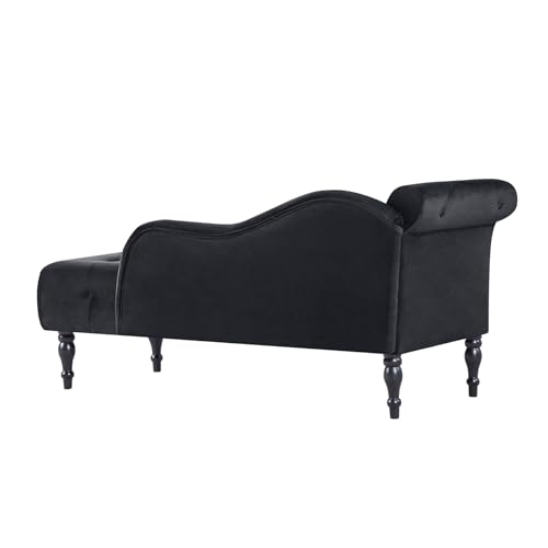 Modern Velvet Upholstered Chaise Lounge Indoor Button Tufted Chaise Lounge, view 6