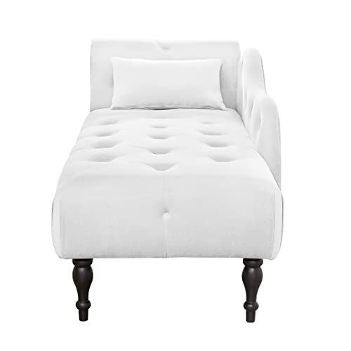 60.6" Velvet Chaise Lounge Chair with 1 Pillow and Nailhead Trimmed, view 6