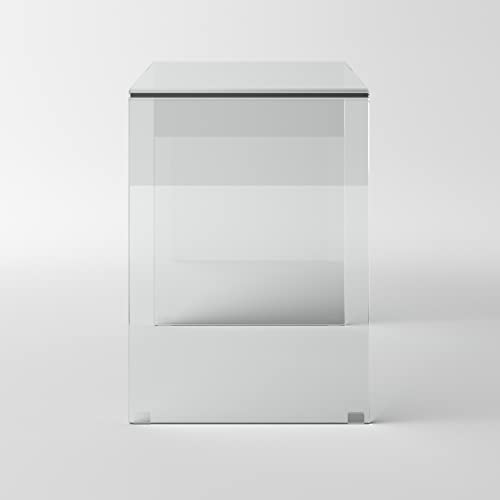 Bent Glass Computer Desk, Rectangular Shaped PC Laptop Workstation Table for Home Office, Clear