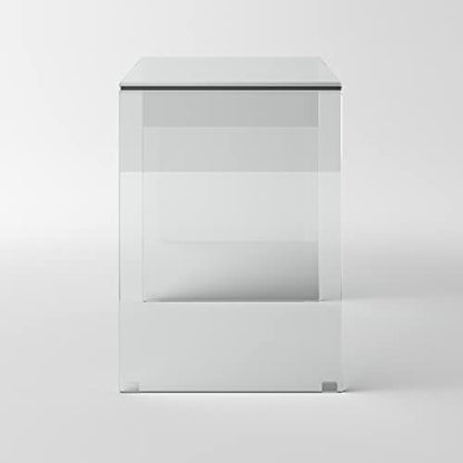 Bent Glass Computer Desk, Rectangular Shaped PC Laptop Workstation Table for Home Office, Clear
