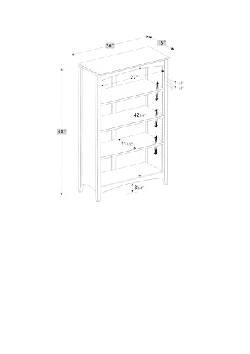 Shaker Style 4 Shelf Bookcase / Solid Wood / 48" High / Adjustable Shelving /, view 4