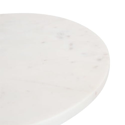 Tira Elegant Round Drink Table, 10 x 22, White Marble and Gold, Modern Glam Circle Martini Table for Use as a Small Bedroom Nightstand or Living Room Plant Stand Option