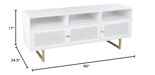 Mursley Media Cabinet with Storage - Transitional Design, White Rattan - Ideal for Living Room, Family Room (MS1094913)