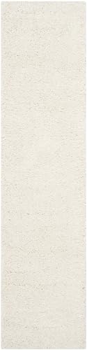SAFAVIEH Milan Shag Collection Runner Rug - 2' x 6', Ivory, Solid Design, Non-Shedding & Easy to Clean, Plush Thick Pile, Ideal for Hallway, Foyer, Bedroom (SG180-1212)