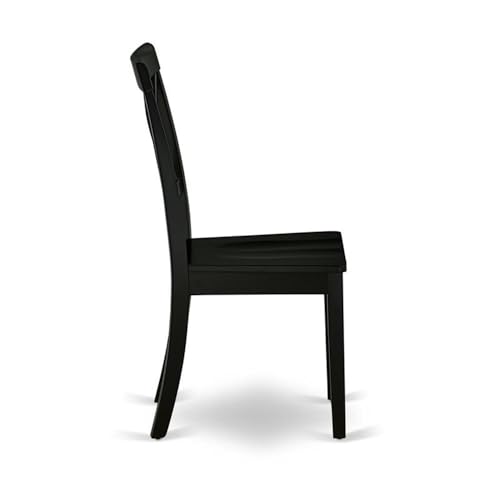 BOC-BLK-W Boston Dining Room Chairs - Cross Back Solid Wood Seat Chairs, Set of 2, Black