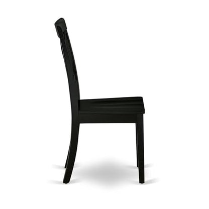BOC-BLK-W Boston Dining Room Chairs - Cross Back Solid Wood Seat Chairs, Set of 2, Black