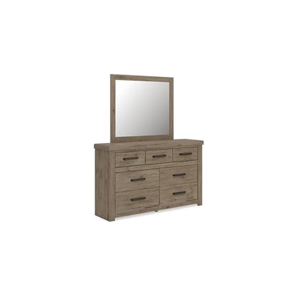 Signature Design by Ashley Garistyn Dresser with Mirror, Rustic Bedroom Set with Wood and Decorative Laminate, Horizontal Storage Furniture with Drawers