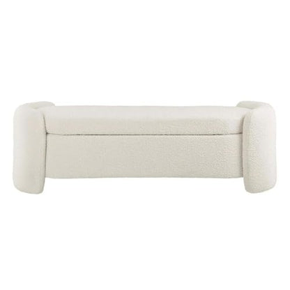 Nebula Boucle Upholstered Storage Bench in Ivory