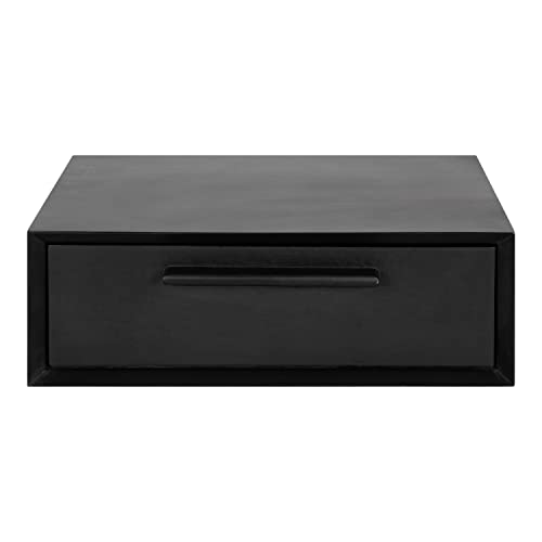 McCutcheon Floating Wood Storage Shelf; 18 x 12 x 6; Black; Decorative Transitional Floating Bedroom Nightstand with a Concealed Cubby Compartment