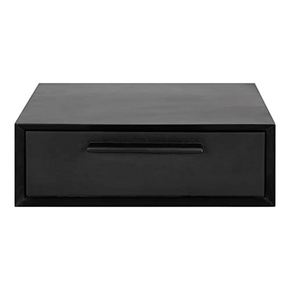McCutcheon Floating Wood Storage Shelf; 18 x 12 x 6; Black; Decorative Transitional Floating Bedroom Nightstand with a Concealed Cubby Compartment