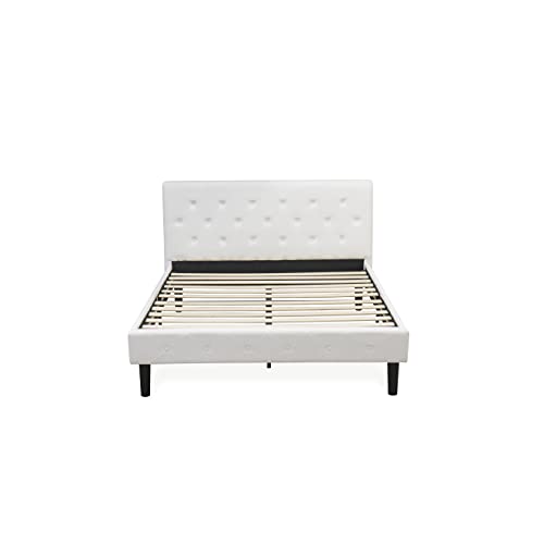 NL19Q-2BF14 3 Piece Queen Size Bedroom Set - Button Tufted Bed frame with Button Tufted - Linen white Velvet Fabric Upholstered Headboard and an Urban Gray Finish Nightstand