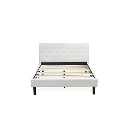 NL19Q-2BF14 3 Piece Queen Size Bedroom Set - Button Tufted Bed frame with Button Tufted - Linen white Velvet Fabric Upholstered Headboard and an Urban Gray Finish Nightstand