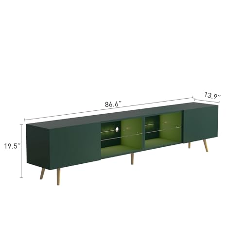 86" LED TV Stand, Modern Entertainment Center for 75" TV, Green, view 3