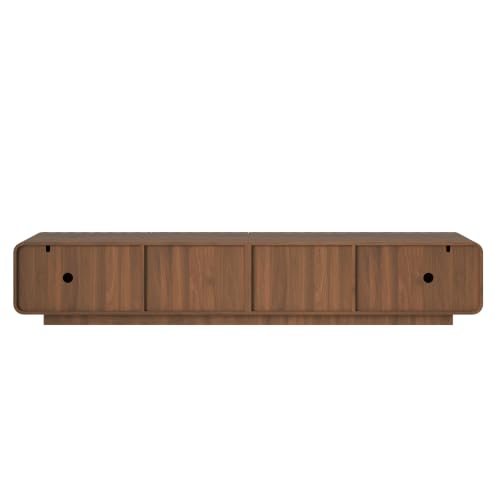 86" TV Console, Spiral Wave Design, 4 Drawers, Media Storage, Walnut, view 8