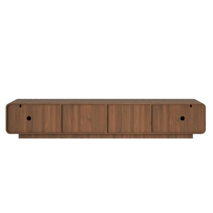 86" TV Console, Spiral Wave Design, 4 Drawers, Media Storage, Walnut, view 8