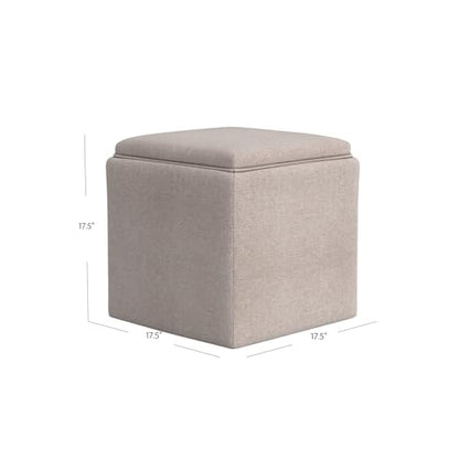 17.5" Storage Ottoman with Tray Top - Light Brown Woven