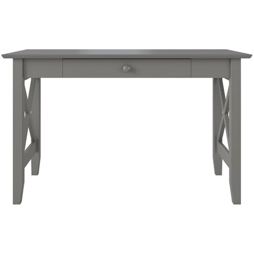 Farmhouse Solid Wood Writing Desk, 48 in Wide, Gray Finish, Felt Lined Drawer, view 5