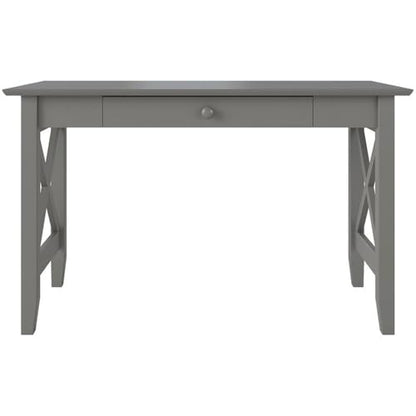 Farmhouse Solid Wood Writing Desk, 48 in Wide, Gray Finish, Felt Lined Drawer, view 5