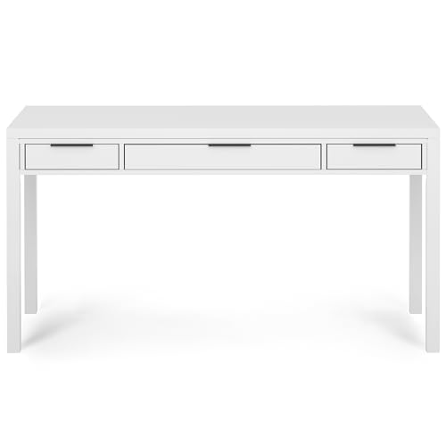 Hollander 60" Wide Solid Wood Writing Desk in White, view 6