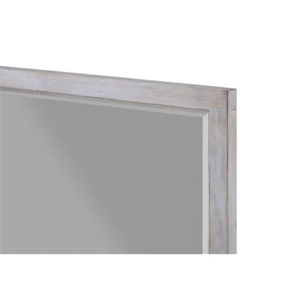 Contemporary Wood Rectangular Mirror, Grey/White Finish, 33 in Wide, Beveled Edge, Framed Design, Dresser Mount, Transitional Style for Living Room or Bedroom Decor