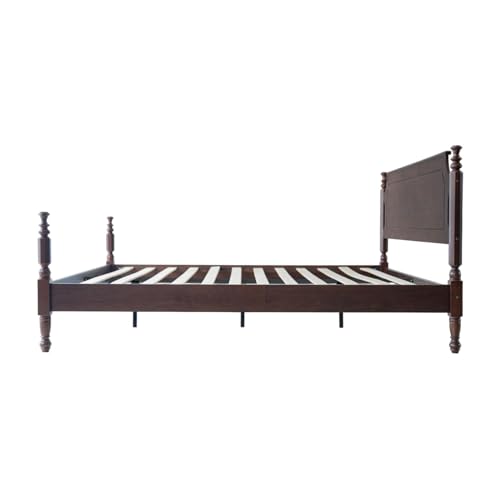 Solid Wood Queen Size Platform Bed Frame with Headboard & Footboard, view 6