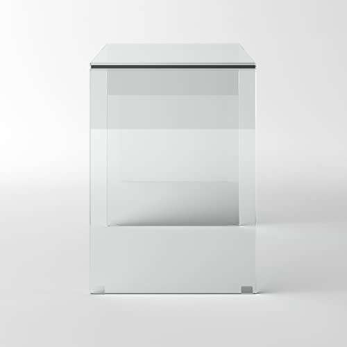 Bent Glass Computer Desk, Rectangular Shaped PC Laptop Workstation Table for Home Office, Clear