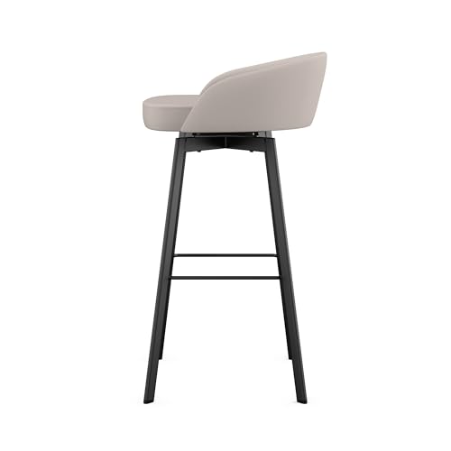 Cruz 26 in. Swivel Counter Stool - Cream Faux Leather/Black Metal