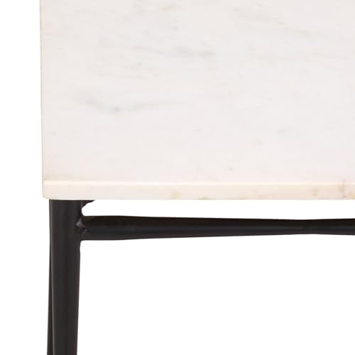 SAFAVIEH Furniture - Nadezhda Accent Table - White & Black - Marble Top Metal Side Table - Square Top Modern Design - Fully Assembled - Ideal for Living Room, Bedroom, 16"W x 16"D x 24"H (ACC3756A)