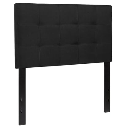 Bedford Box Stitch Tufted Upholstered Twin Size Headboard in Black Fabric