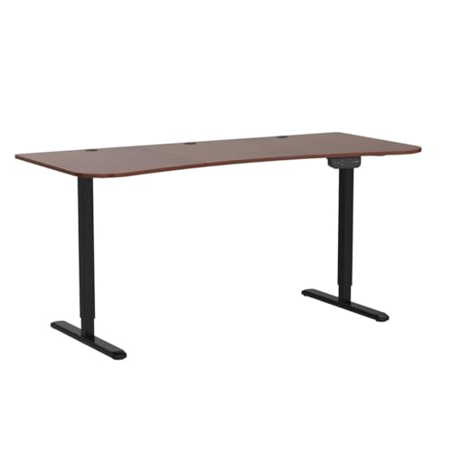 VIVO Electric 63 x 32 in Standing Desk, Touch Screen Adjustment, 220 lb Frame Support, 2E Series, Dark Walnut Top Black Frame, DESK-KIT-2EBD
