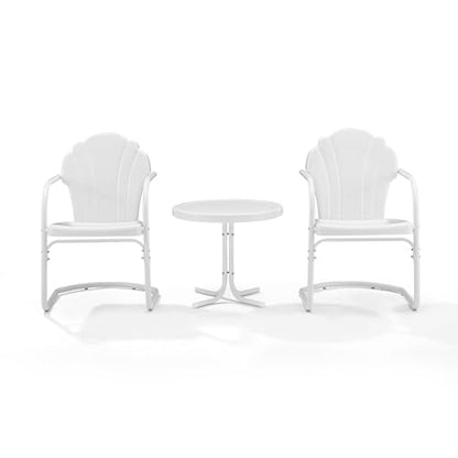 Crosley Furniture KO10011WH Tulip Retro Metal 3-Piece Seating Set (2 Chairs and Side Table), White