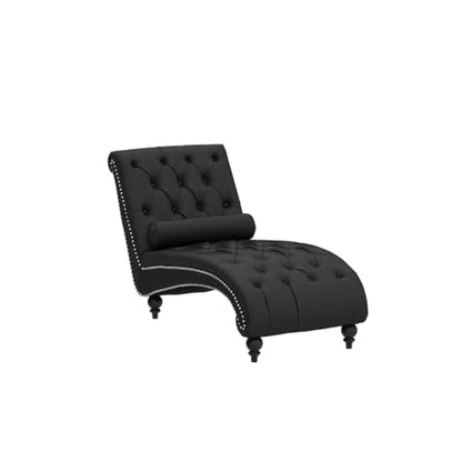 Black Velvet Chaise Lounge Indoor with Toss Pillow, view 6