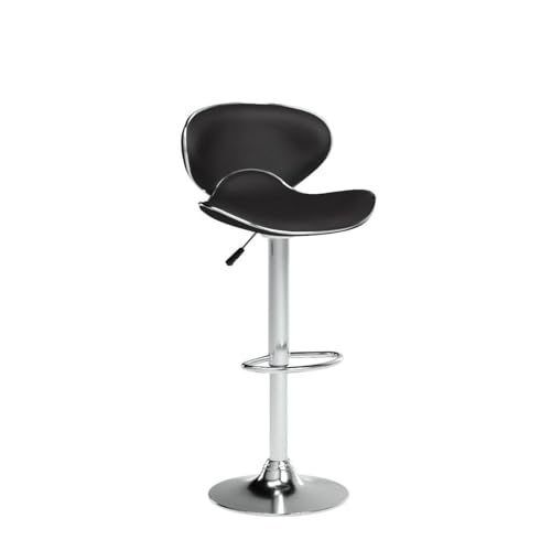 PU Leather Adjustable Bar Stools, Modern Swivel Airlift Barstools with Back, Armless Counter Height Chairs for Kitchen Dining Pub Cafe Set of 2 (Black)