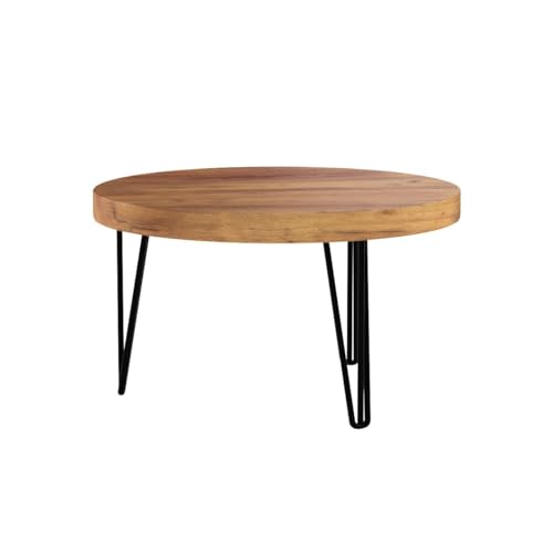 Reclaimed Old Elm Round Coffee Table 27.5"x27.5"x16" H Rustic Vintage Accent Table for Living Room Patio Bedroom Home Office