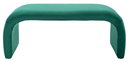 SAFAVIEH Furniture - Tenko Bench - Emerald - Solid Wood - Modern Shearling Design - Ideal for Entryway, Bedroom, Living Room, 18.5" Seat Height - Fully Assembled (BCH1300D)