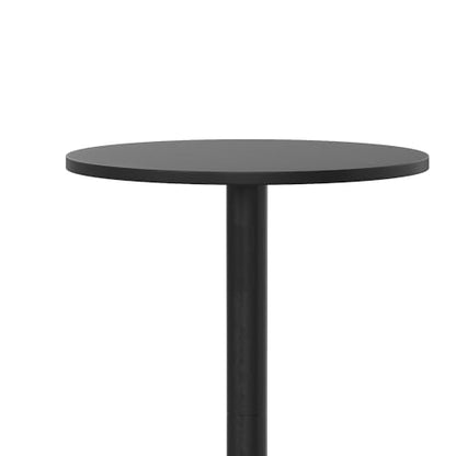 Mellie 23.25" Round Aluminum Indoor-Outdoor Bar Height Table with Flip-Up Table, Black