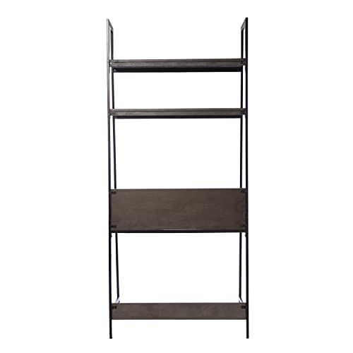 Lizvan Industrial Ladder Desk with Storage - Industrial Design, Grey Iron and Wood - Ideal for Home Office, Bedroom (HO1133637)