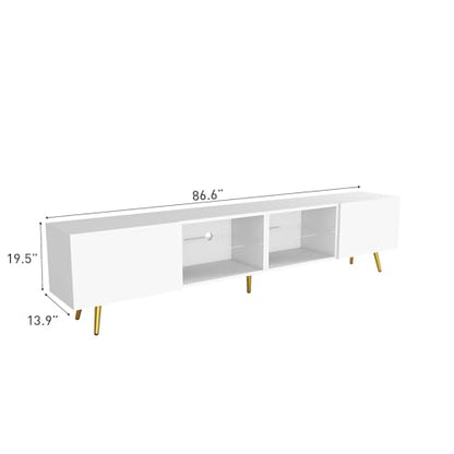86" LED TV Stand, Modern Entertainment Center for 75" TV, White, view 3