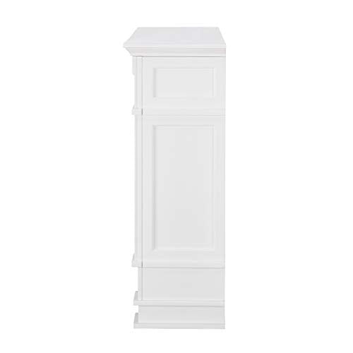 Highgate Faux Cararra Marble Touch Screen Electric Media Fireplace - White - Transitional Design, Glass and Wood - Ideal for Living Room, Bedroom (FR9322)
