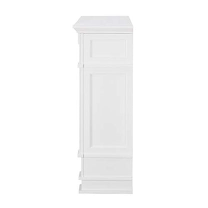 Highgate Faux Cararra Marble Touch Screen Electric Media Fireplace - White - Transitional Design, Glass and Wood - Ideal for Living Room, Bedroom (FR9322)