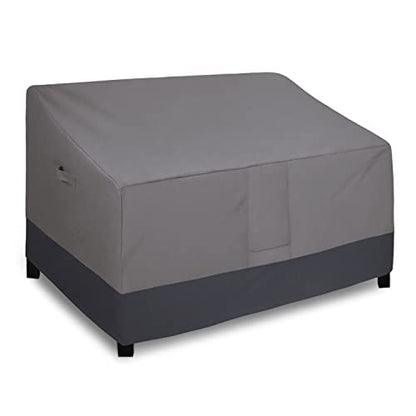 Heavy Duty 2 Seater Outdoor Loveseat Cover, Waterproof Windproof Patio Furniture Sofa Cover with Air Vent (58Wx32.5Dx31H inch, Gray/Dark Gray)