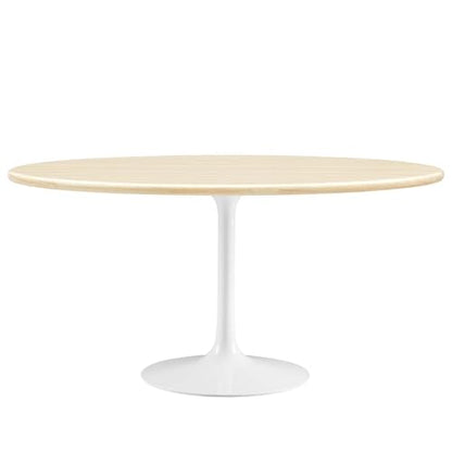 Lippa 60Inch Oval Dining Table Faux Travertine Stone White Finish Modern Kitchen Room Entertaining Home Furniture Quality Stylish Elegant Durable Refined Versatile