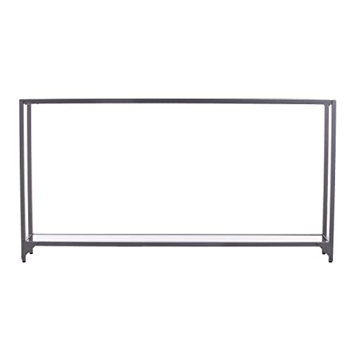 Bergen Narrow Console Table - Silver - Transitional Design, Metal and Glass - Ideal for Entryway, Living Room (CM3656)