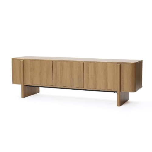 63" Mid-Century Walnut TV Stand Media Console with Storage, view 8